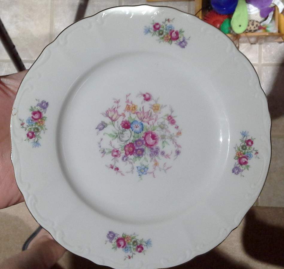 Bouquet (Platinum Trim) Salad Plate by Bohemia Ceramic Works-1