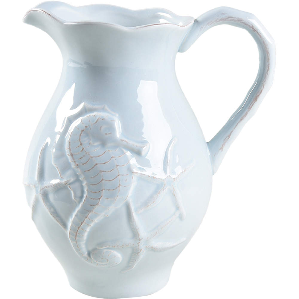 Seahorse and Seashell Menagerie Blue 40 Oz Pitcher by Blue Sky-1