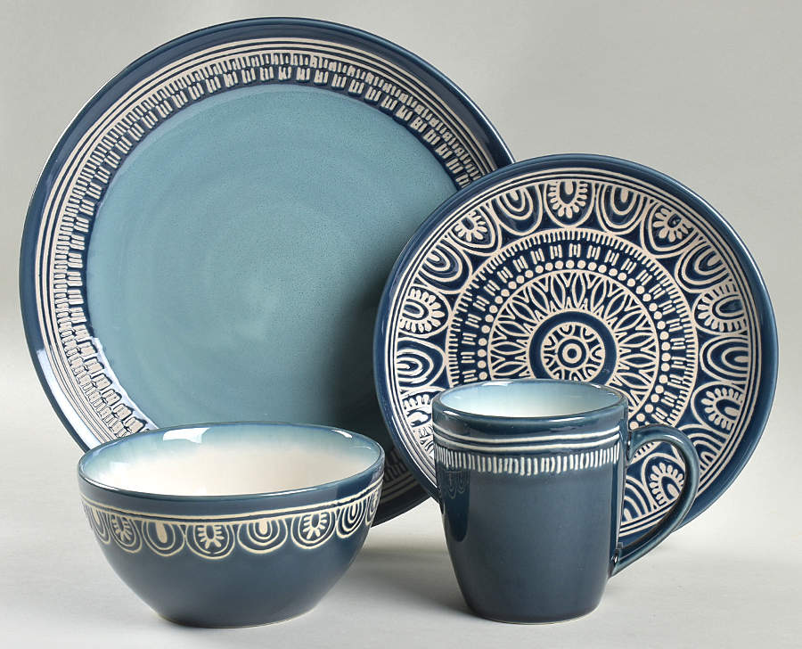 Medallion Teal 4 Piece Place Setting by Better Homes and Gardens-1