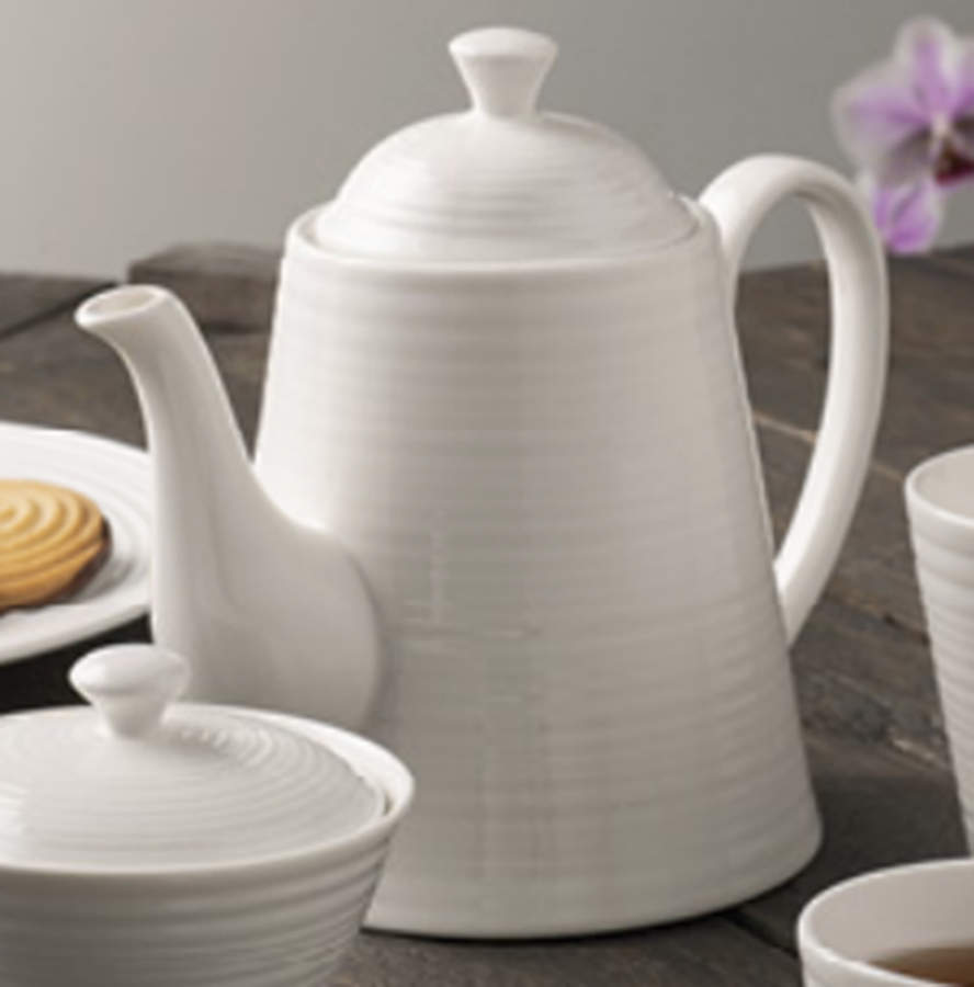 Ripple Tea/Coffee Pot & Lid by Belleek Pottery (Ireland)-1