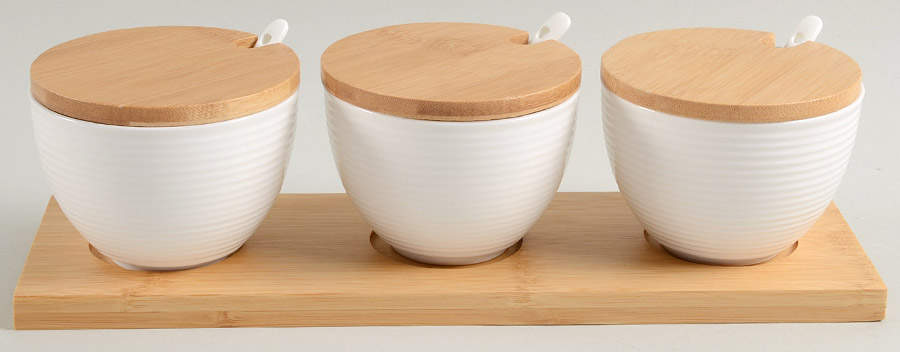 Ripple (10 Pc) Condiment Set (3 COBWWL,3 CSPOON&TRACOW) by Belleek Pottery (Ireland)-1
