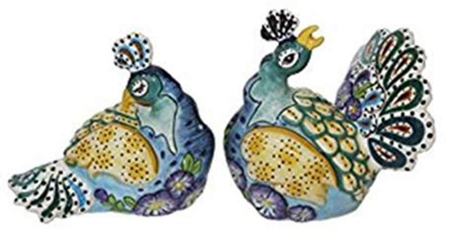 Blue Peacock Figural Salt & Pepper Set by Blue Sky-1