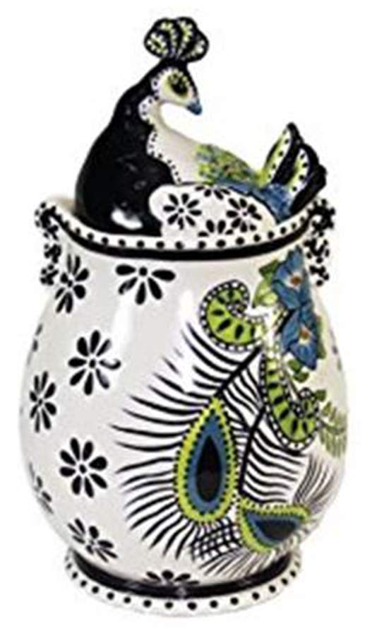 Peacock Cookie Jar & Lid by Blue Sky-1