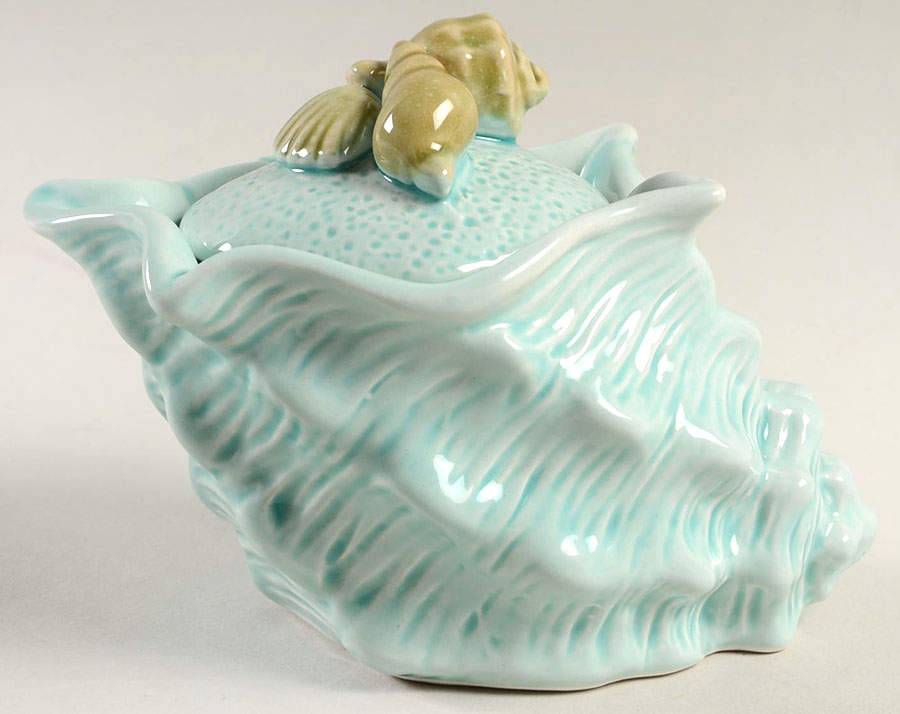 Seawave Turquoise Blue Sugar Bowl & Lid by Blue Sky-1