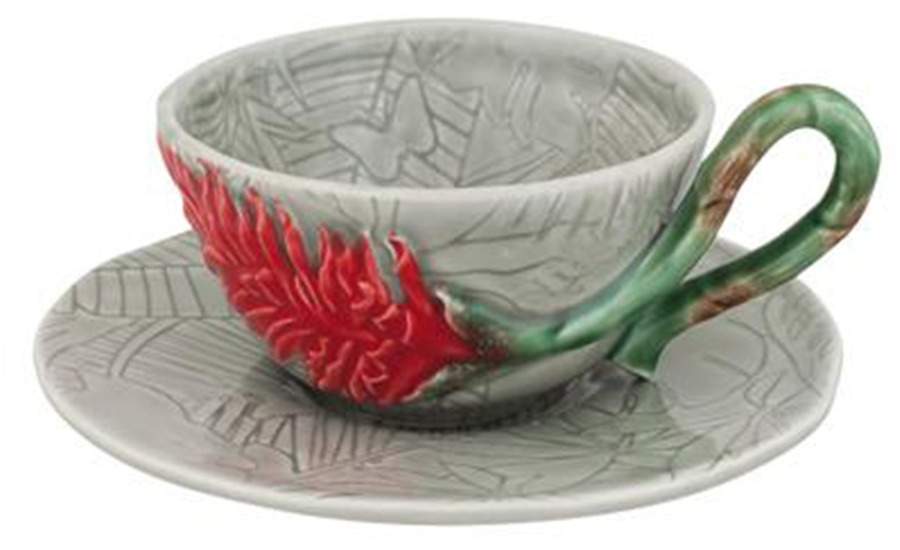 Tropical Flat Cup & Saucer Set by Bordallo Pinheiro-1