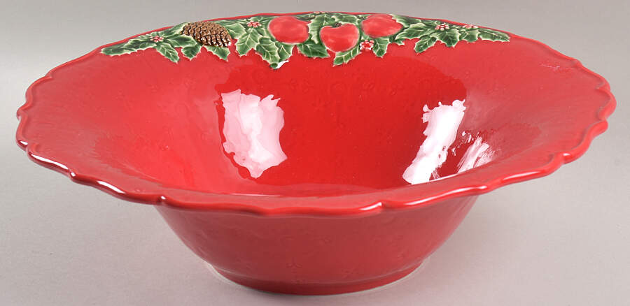Christmas Garland 13" Large Salad Serving Bowl by Bordallo Pinheiro-1