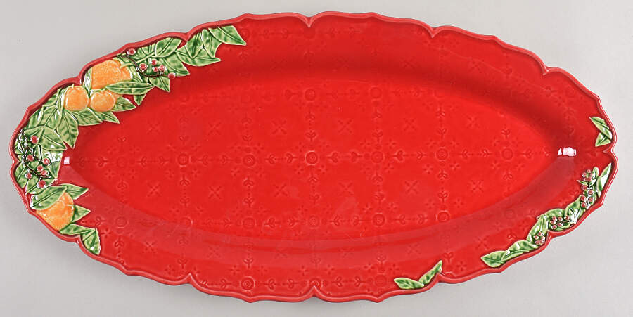 Christmas Garland 21" Oval Serving Platter by Bordallo Pinheiro-1