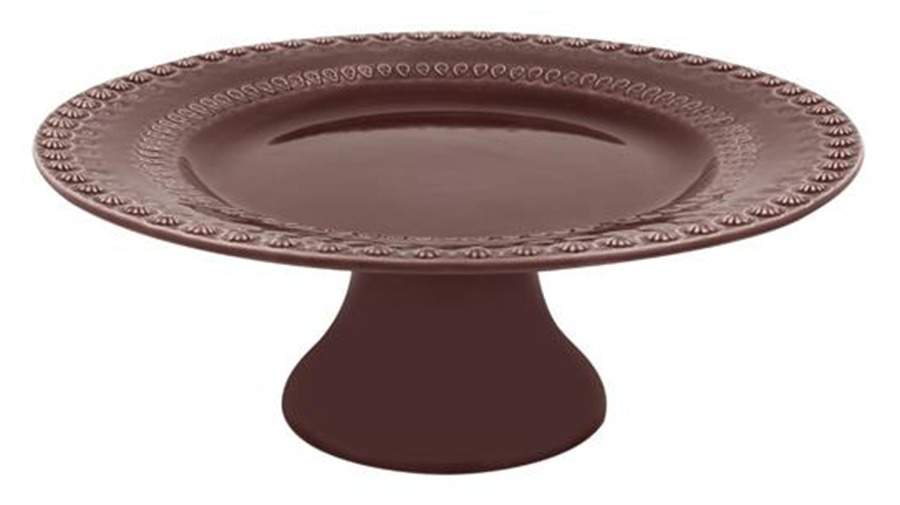 Fantasia (Fantasy) Cocoa Brown 11" Diameter Pedestal Cake Stand by Bordallo Pinheiro-1