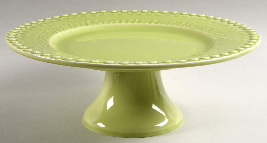 Fantasia (Fantasy) Bright Green 11" Diameter Pedestal Cake Stand by Bordallo Pinheiro-1