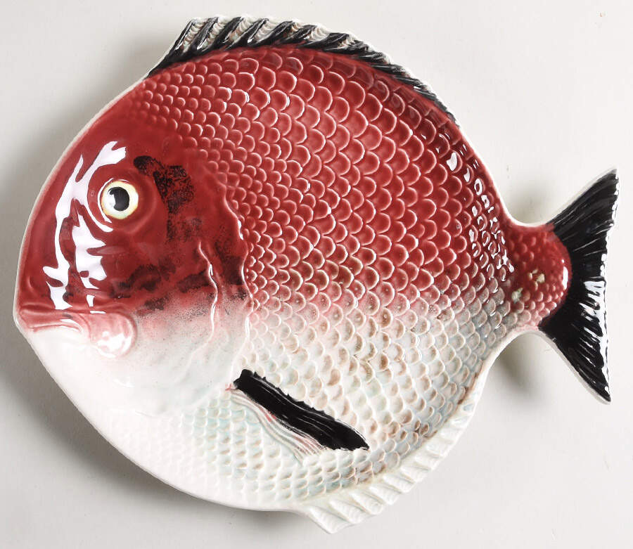 Fish Red Dinner Plate by Bordallo Pinheiro-1