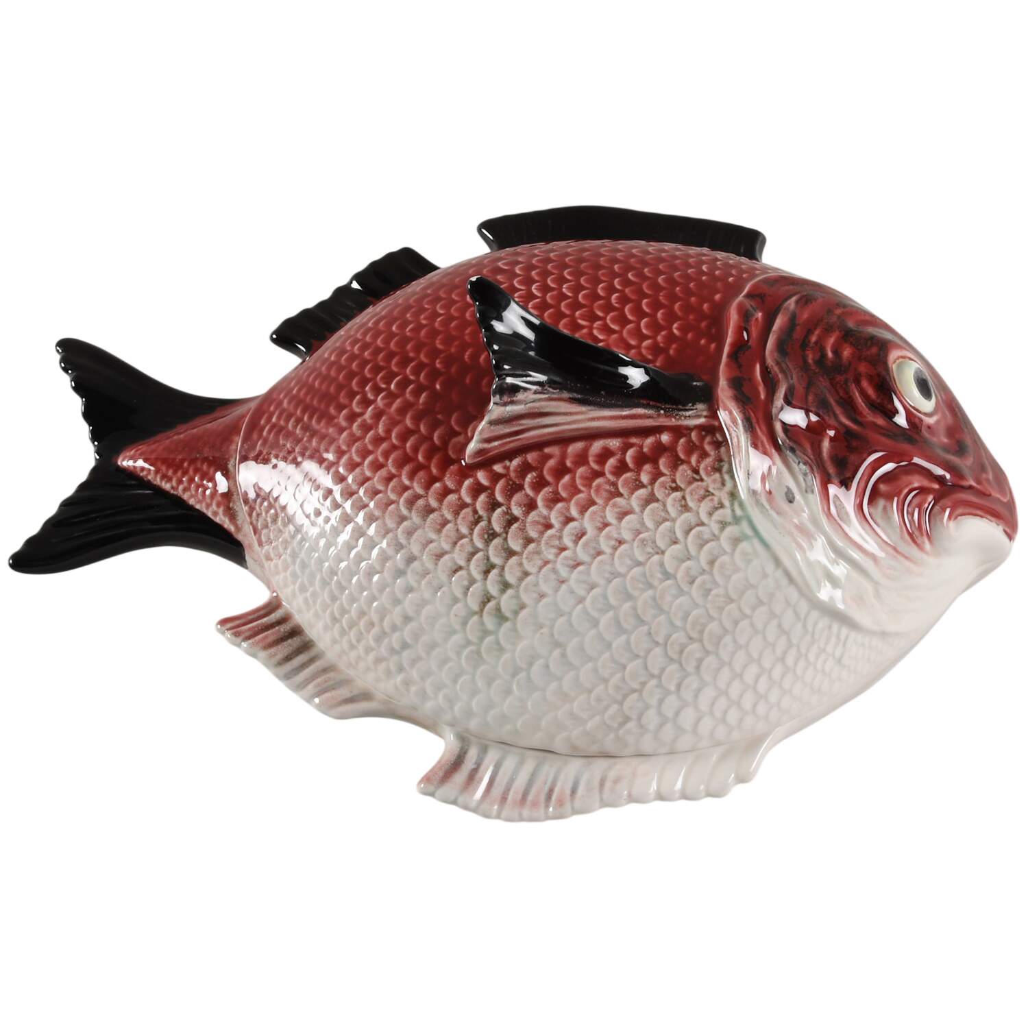 Fish Red Tureen & Lid by Bordallo Pinheiro-1