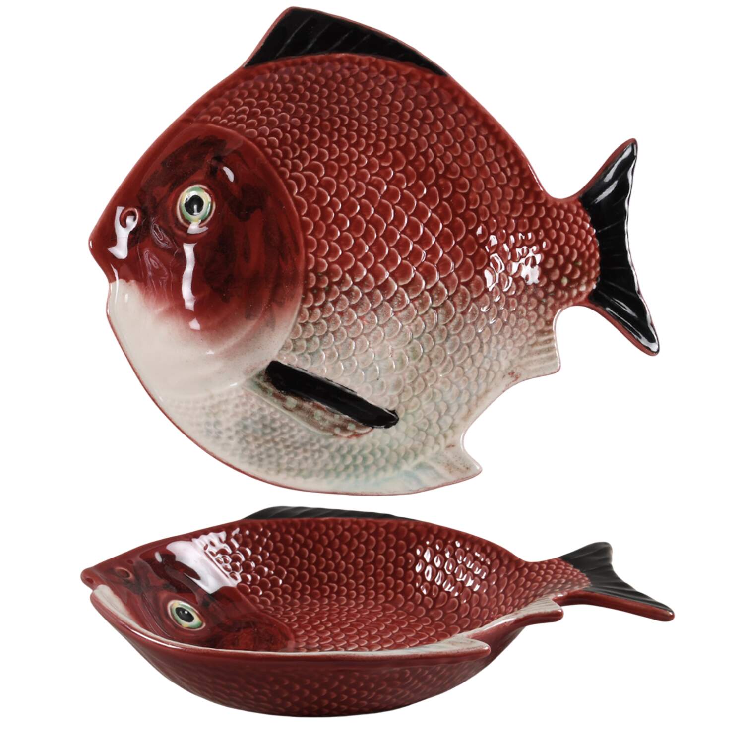Fish Red Coupe Soup Bowl by Bordallo Pinheiro-1