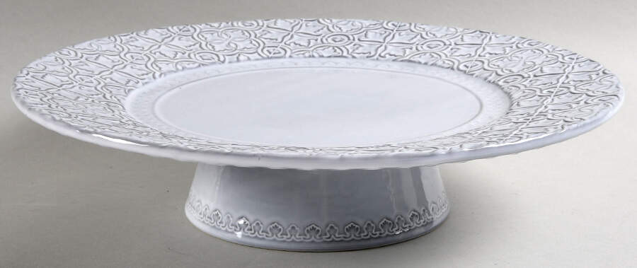 Rua Nova Antique White 13" Diameter Pedestal Cake Stand by Bordallo Pinheiro-1