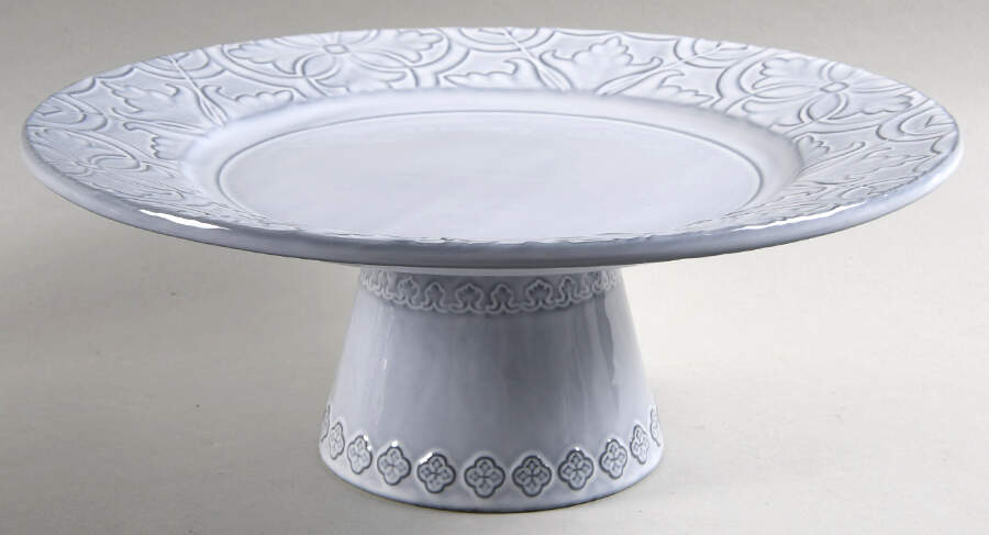 Rua Nova Antique White 11" Diameter Pedestal Cake Stand by Bordallo Pinheiro-1