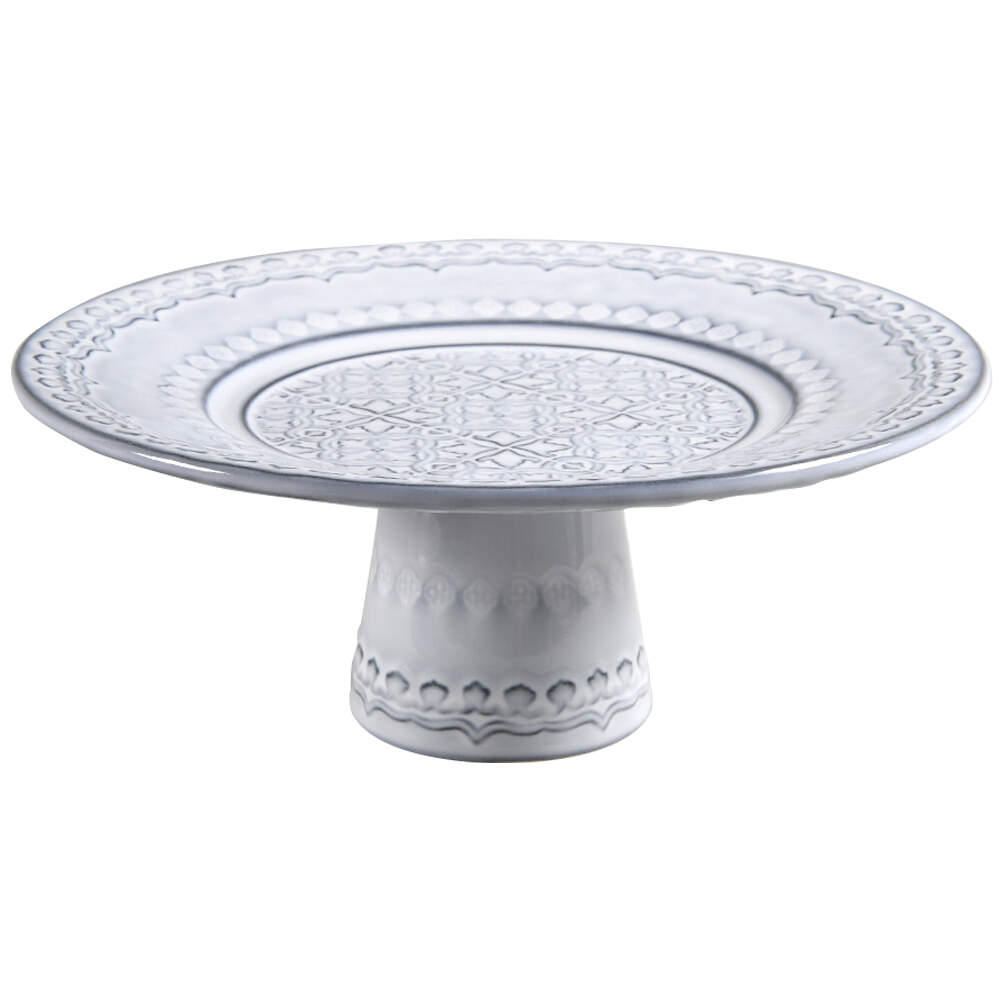 Rua Nova Antique White 8" Diameter Pedestal Cake Stand by Bordallo Pinheiro-1