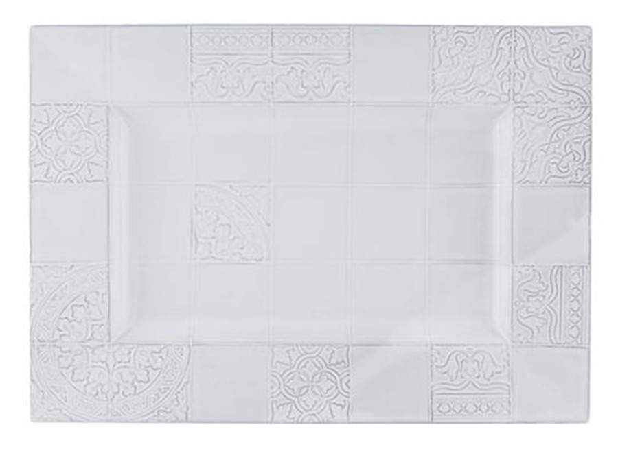 Rua Nova Antique White 18" Rectangular Tray by Bordallo Pinheiro-1