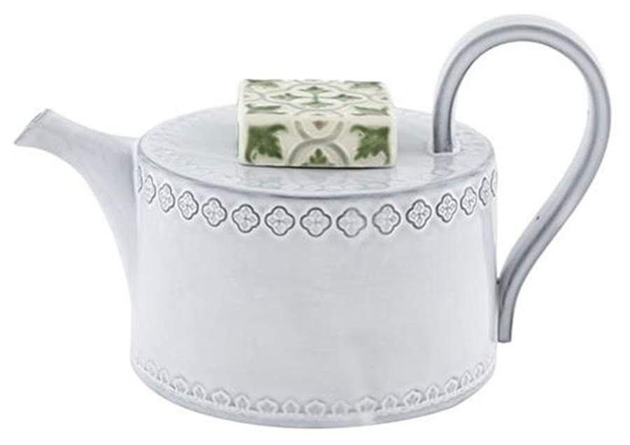 Rua Nova Antique White Teapot & Lid by Bordallo Pinheiro-1