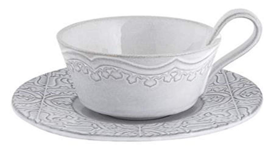 Rua Nova Antique White Footed Cup & Saucer Set by Bordallo Pinheiro-1