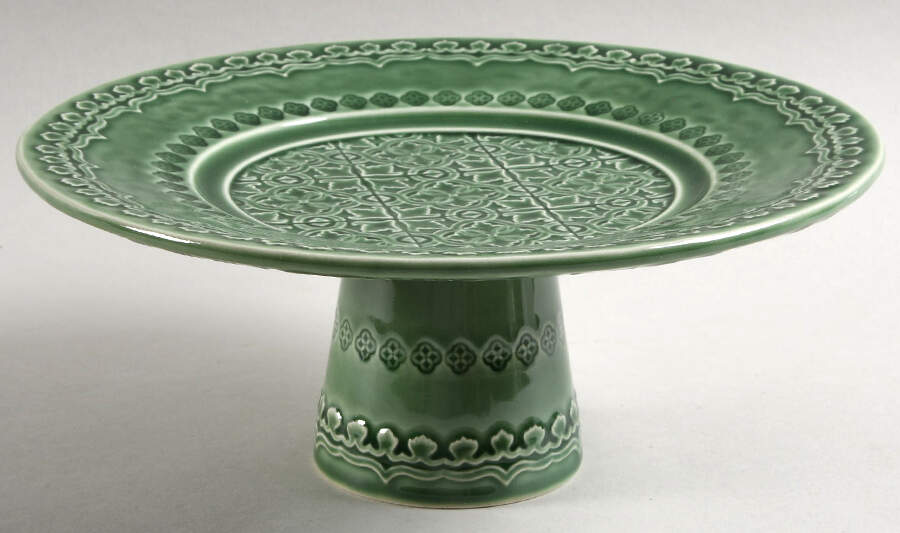 Rua Nova Green 8" Diameter Pedestal Cake Stand by Bordallo Pinheiro-1