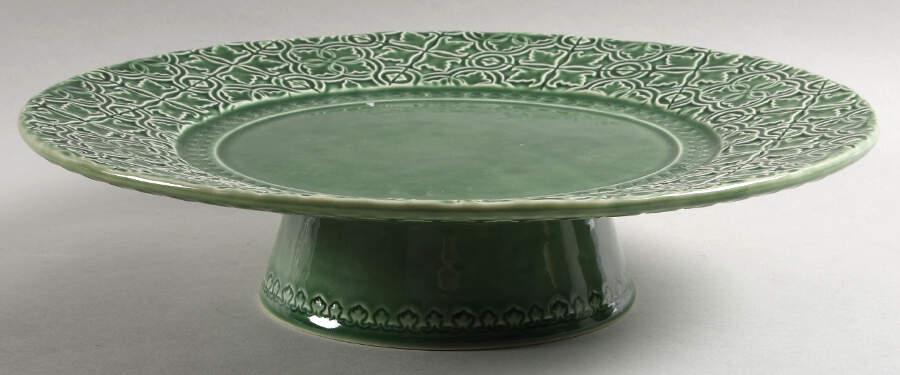 Rua Nova Green 13" Diameter Pedestal Cake Stand by Bordallo Pinheiro-1