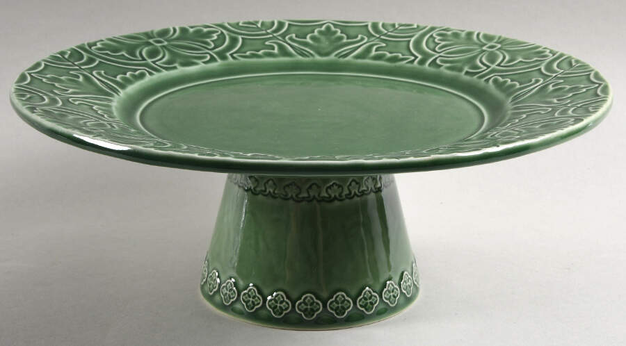 Rua Nova Green 11" Diameter Pedestal Cake Stand by Bordallo Pinheiro-1