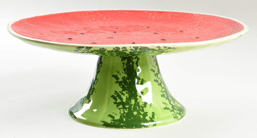 Watermelon 12" Diameter Pedestal Cake Stand by Bordallo Pinheiro-1
