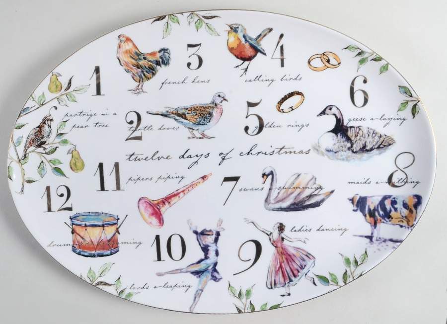 12 Days of Christmas 19" Oval Serving Platter by Better Homes and Gardens-1
