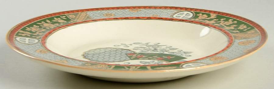 Satsuma (Multicolor, Green) Large Rim Soup Bowl by Bates Gildea & Walker-1