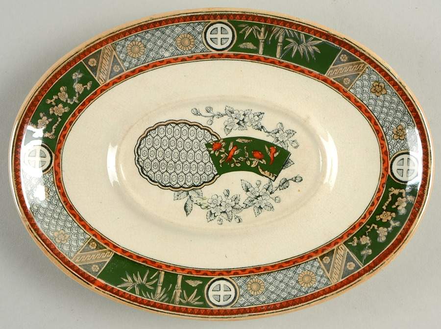 Satsuma (Multicolor, Green) Underplate for Gravy Boat by Bates Gildea & Walker-1