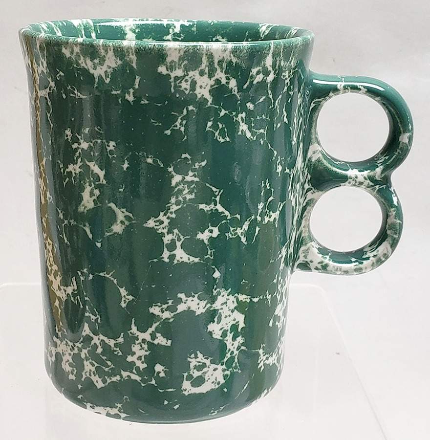 Agate Green & White Double Finger Mug by Bennington Potters-1