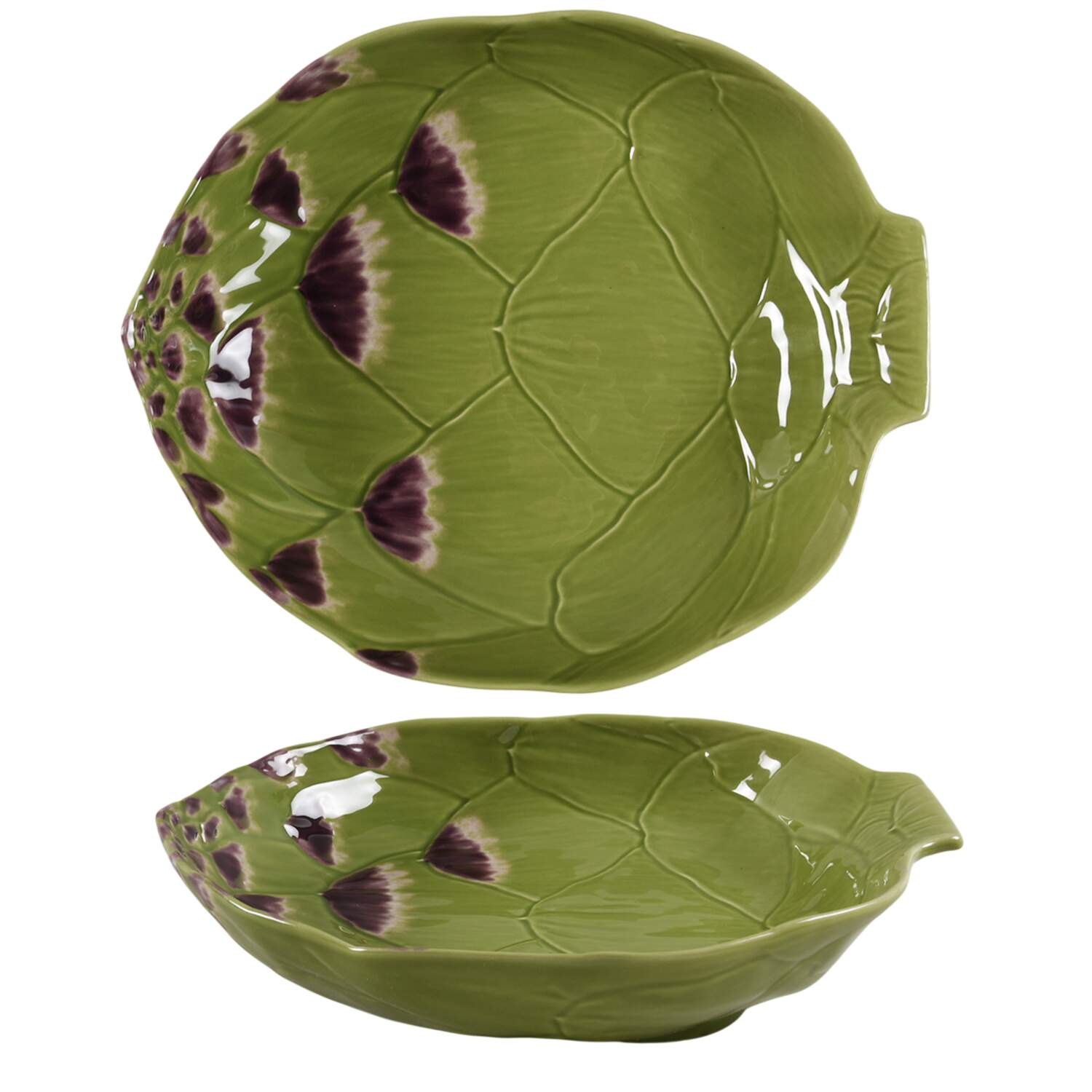 Artichoke Green and Purple 11" Individual Pasta Bowl by Bordallo Pinheiro-1