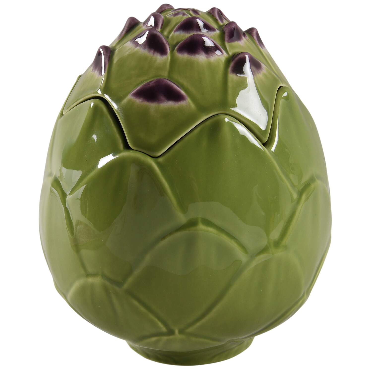 Artichoke Green and Purple Figural Covered Box by Bordallo Pinheiro-1