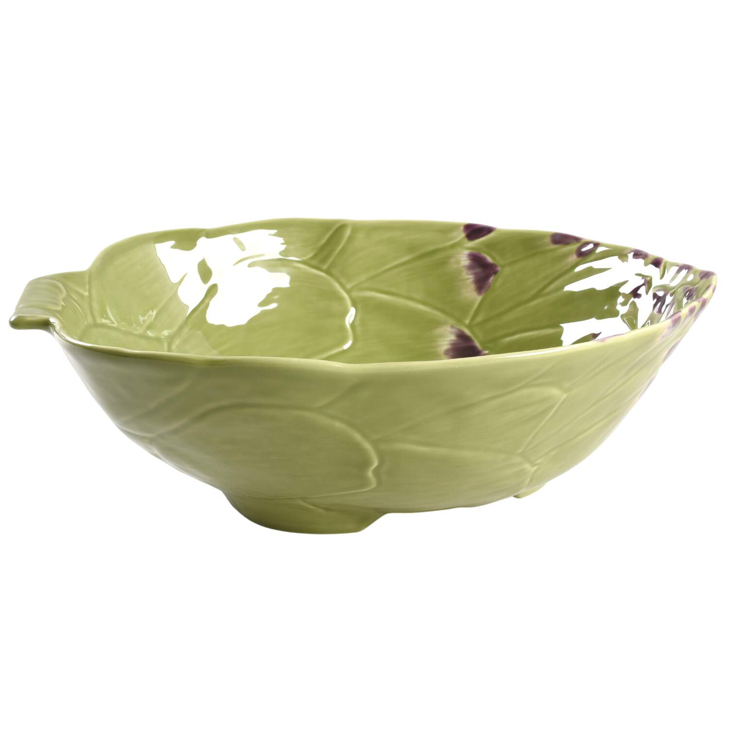 Artichoke Green and Purple 12" Large Salad Serving Bowl by Bordallo Pinheiro-1