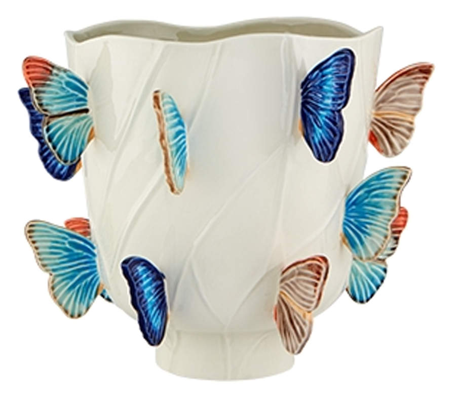 Cloudy Butterflies by Claudia Schiffer 11" Vase by Bordallo Pinheiro-1