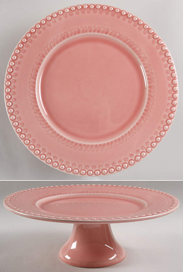 Fantasia (Fantasy) Pink 13" Diameter Pedestal Cake Stand by Bordallo Pinheiro-1