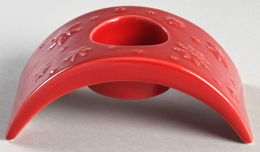 Snowflakes Red 2" Candlestick by Bordallo Pinheiro-1