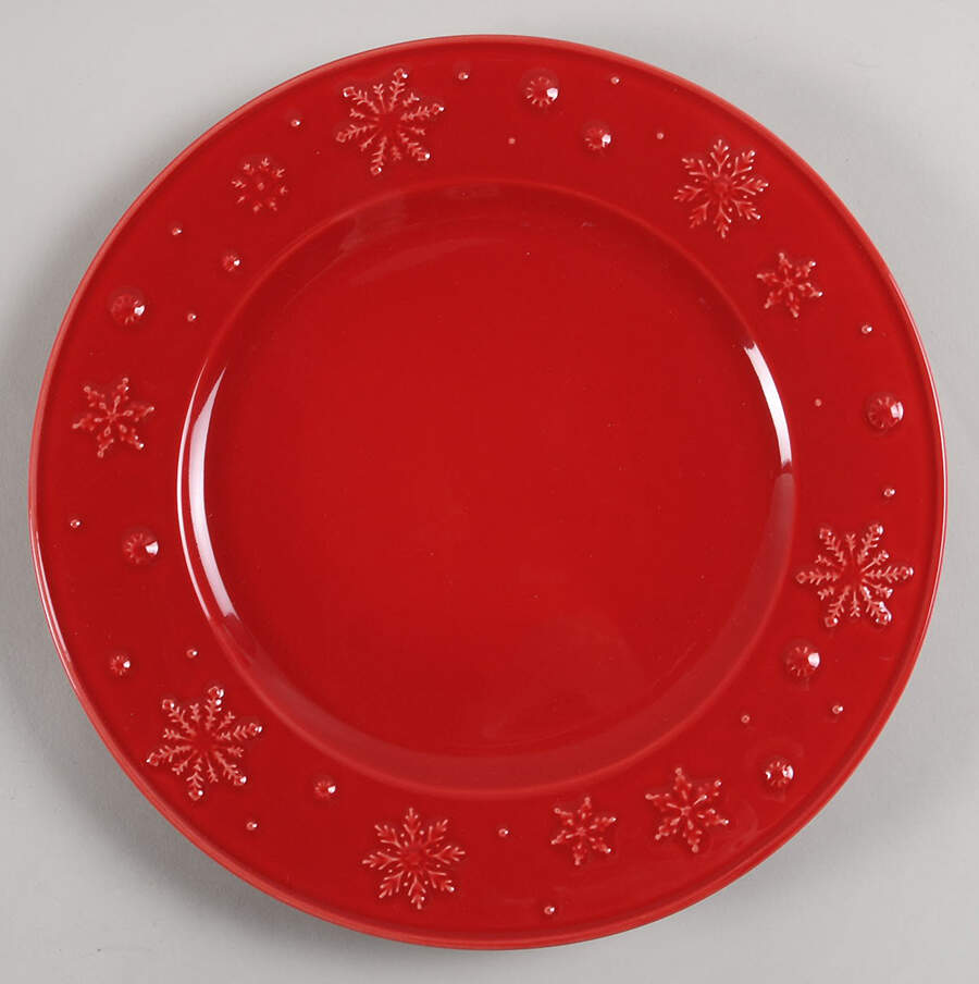 Snowflakes Red Dinner Plate by Bordallo Pinheiro-1