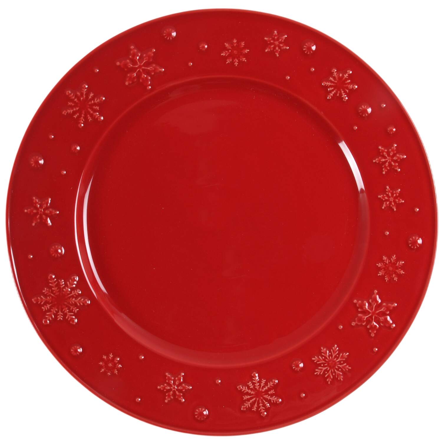 Snowflakes Red Service Plate (Charger) by Bordallo Pinheiro-1