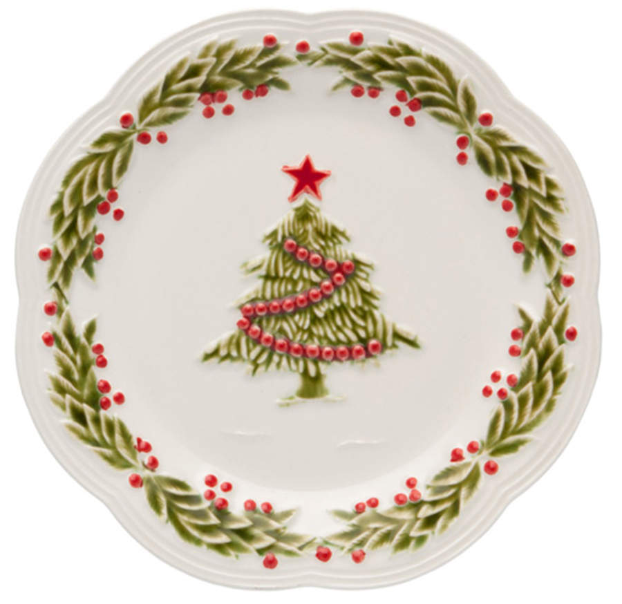 Christmas (Poinsettia) Decorated Salad/Dessert Plate by Bordallo Pinheiro-1