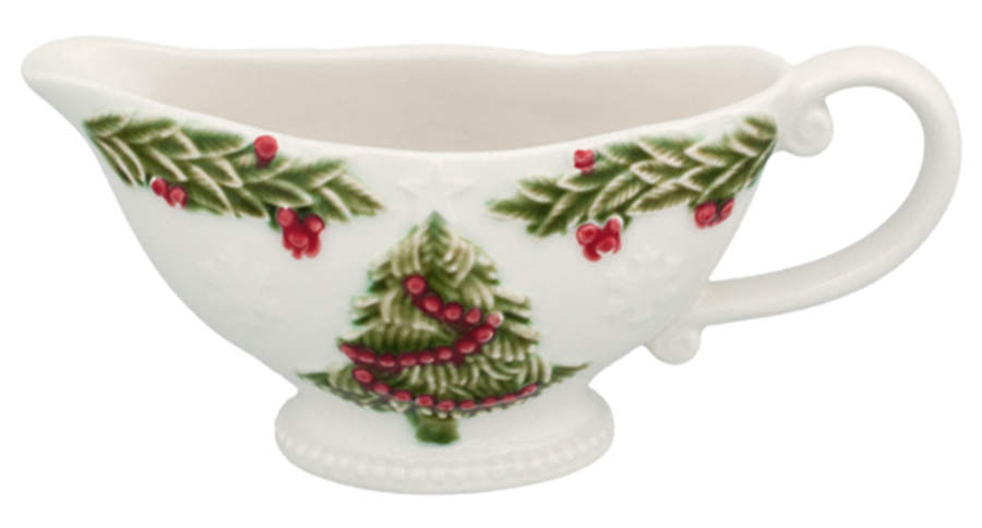 Christmas (Poinsettia) Decorated Gravy Boat by Bordallo Pinheiro-1