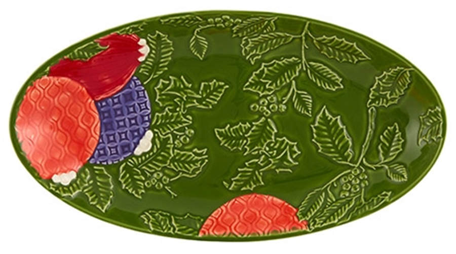 Christmas Ornaments 13" Oval Serving Platter by Bordallo Pinheiro-1