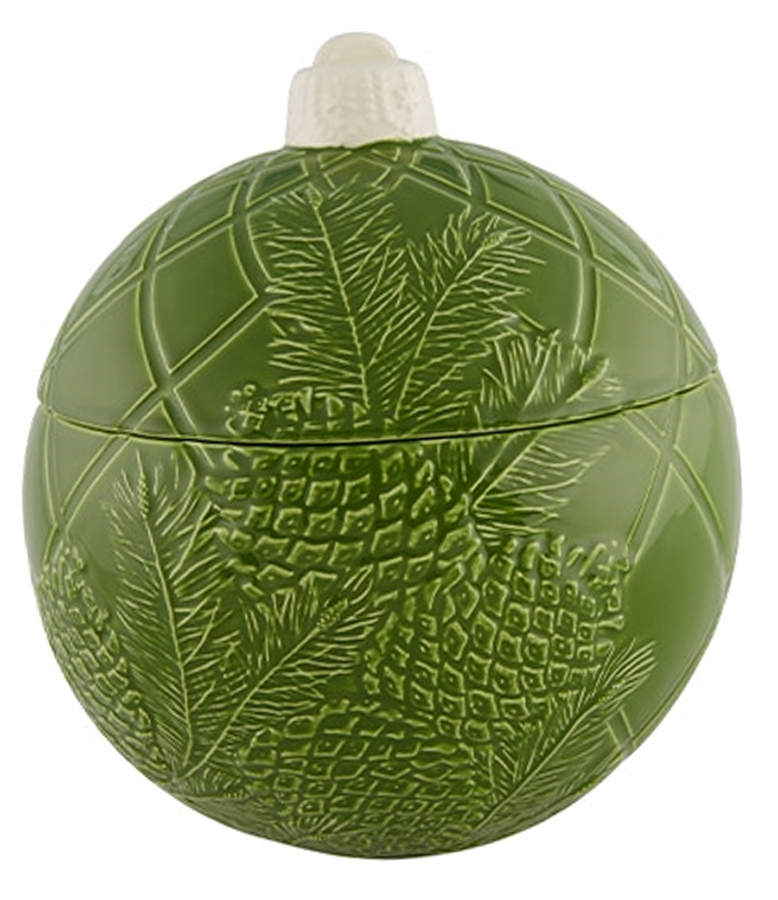 Christmas Ornaments Figural Covered Box by Bordallo Pinheiro-1