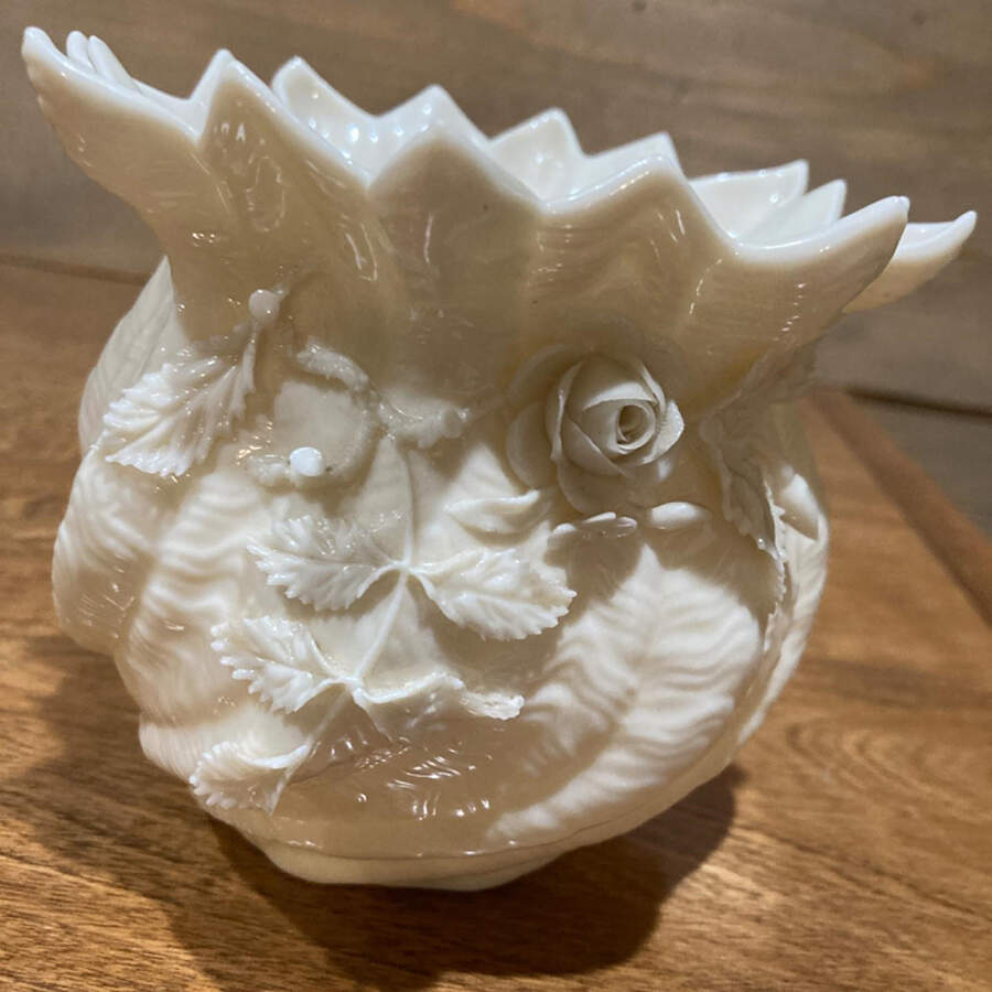 Flower Pot 4" Applied Floral Flower Pot by Belleek Pottery (Ireland)-1