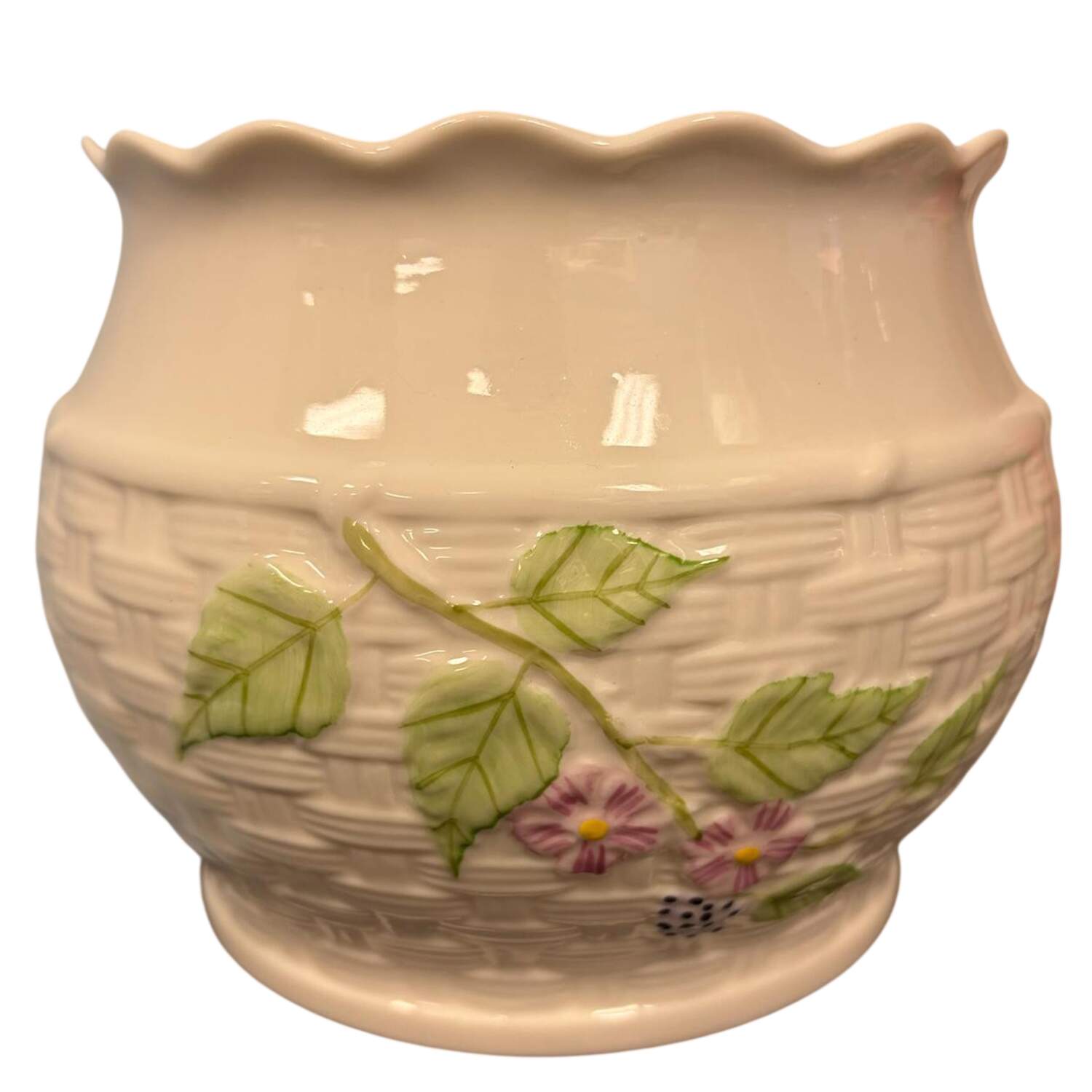 Summer Briar Flower Pot by Belleek Pottery (Ireland)-1