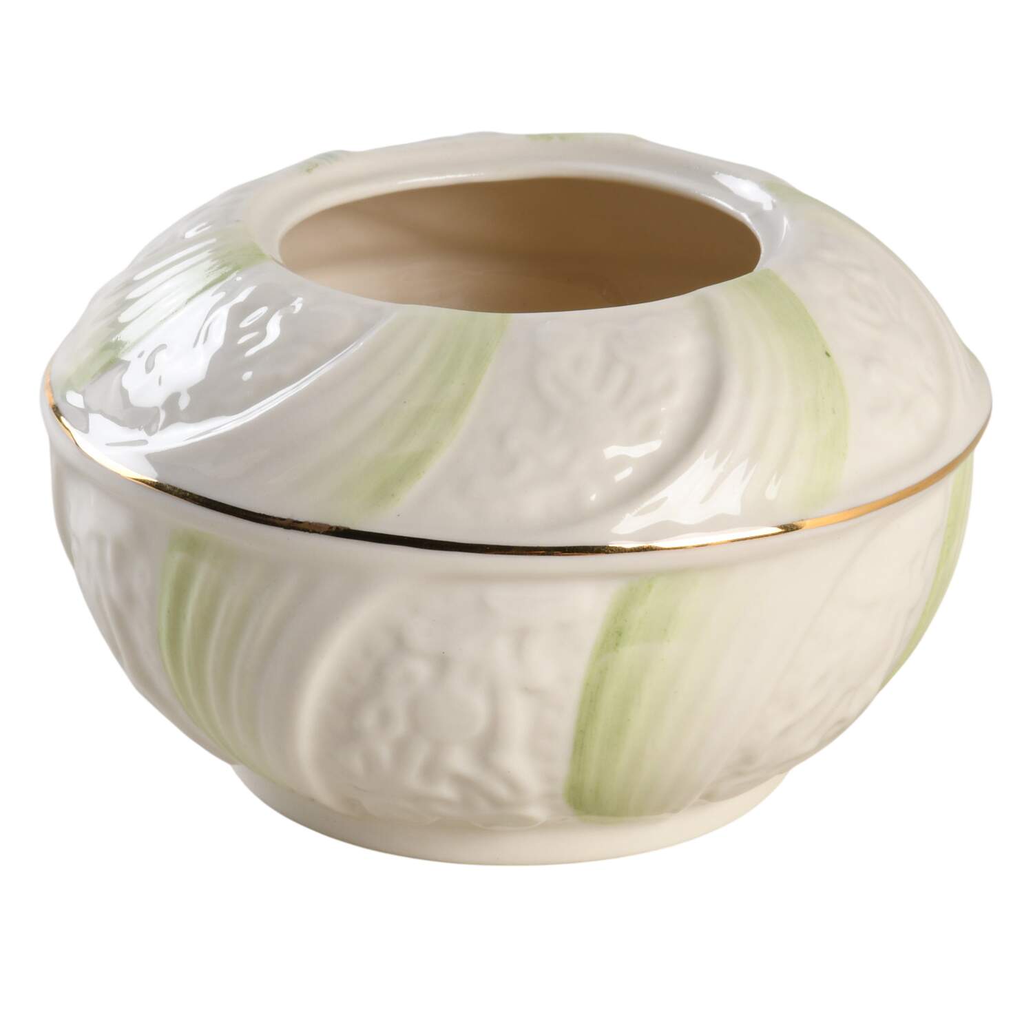 Celtic Green Sugar Bowl No Lid by Belleek Pottery (Ireland)-1