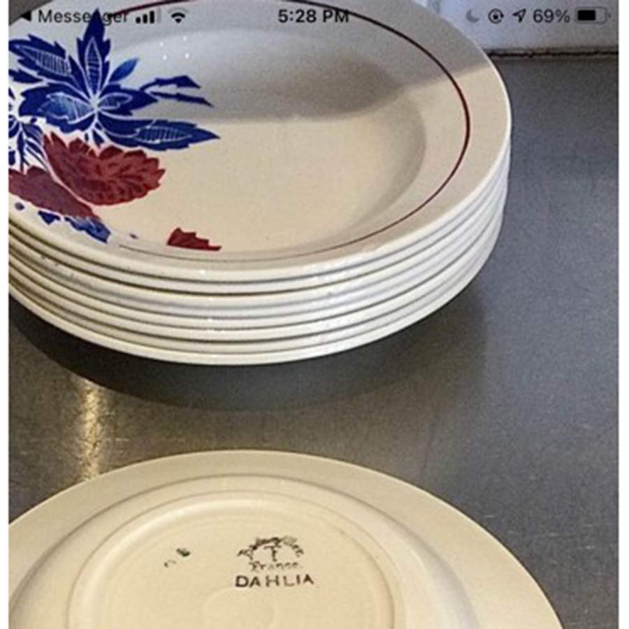 Dahlia Rim Soup Bowl by Badonviller (France)-1