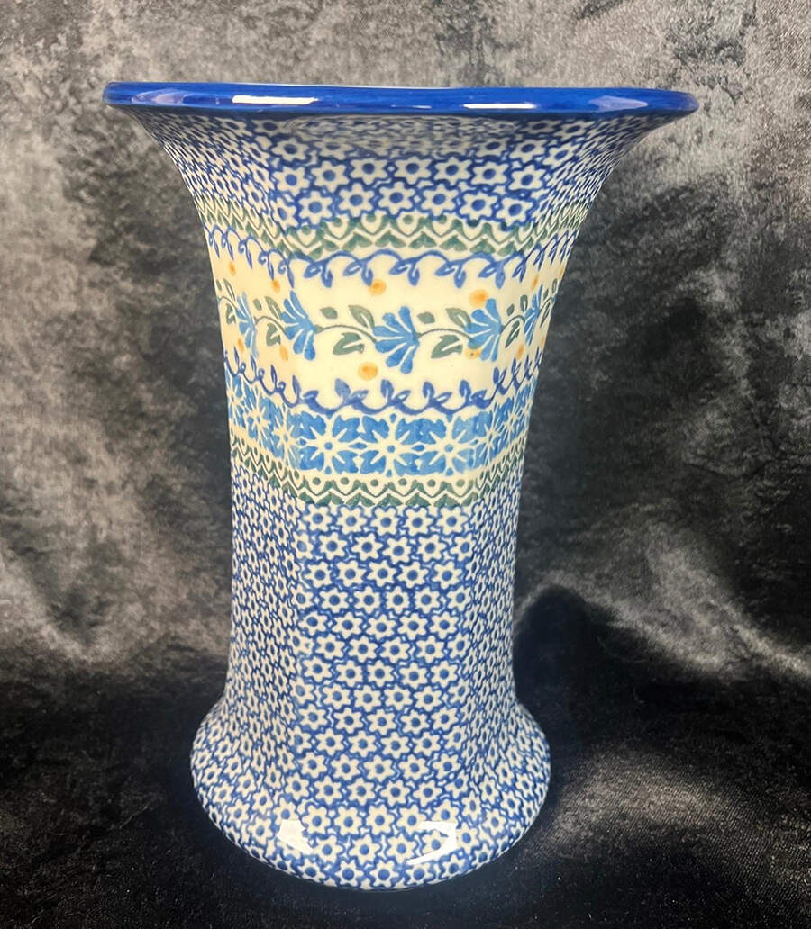 Blue Fan Flowers 9" Vase by BOLESLAWIEC-1