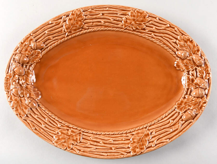 Oal Leaf Rust 15" Oval Serving Platter by Bordallo Pinheiro-1