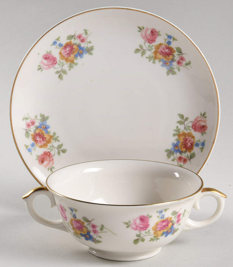 BFB5 Footed Cream Soup & Dessert Plate/Saucer Set by Belle Fine China-1