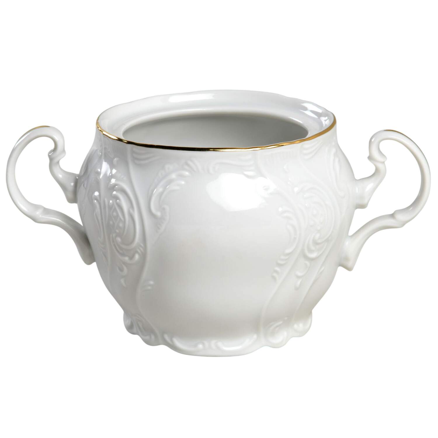 Bernadotte White-Gold Trim Sugar Bowl No Lid by Baum Brothers-1